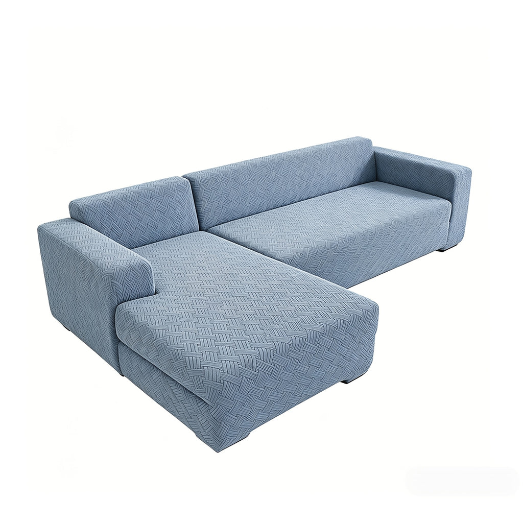 Housse de canapé extensible en polaire jacquard d'esprit bohème, mise en situation