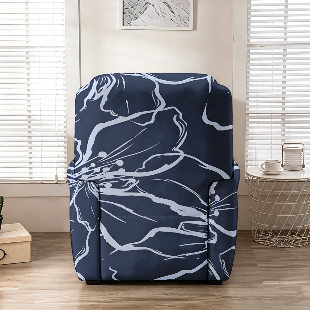 Housse de fauteuil extensible en fibre de lait matelassée à motif fleuri, mise en situation