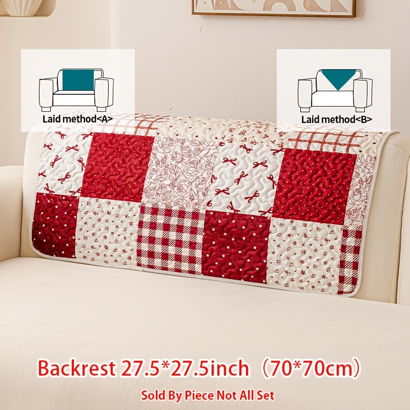 Housse de canapé en peluche matelassée à motif fleuri antidérapante, visuel produit