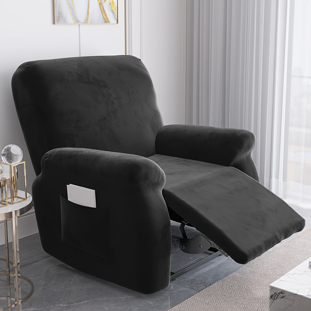 Housse de canapé épaisse extensible en velours, visuel produit