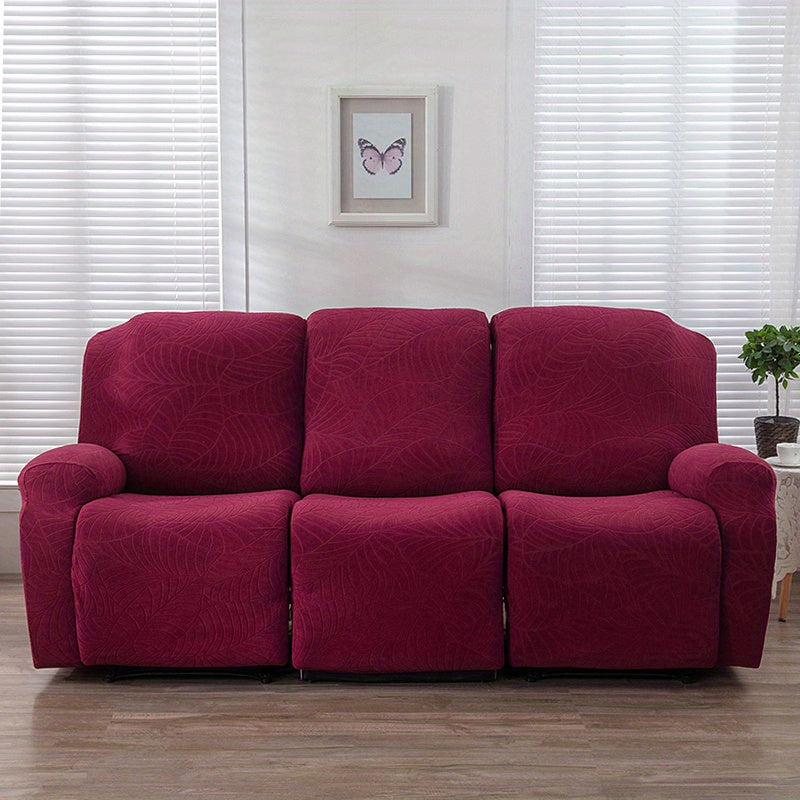 Housse de canapé épaisse extensible en polaire jacquard à motif feuillage, gros plan sur le tissu