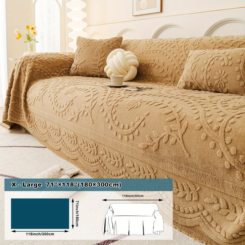 Housse de canapé épaisse en velours jacquard, gros plan sur le tissu