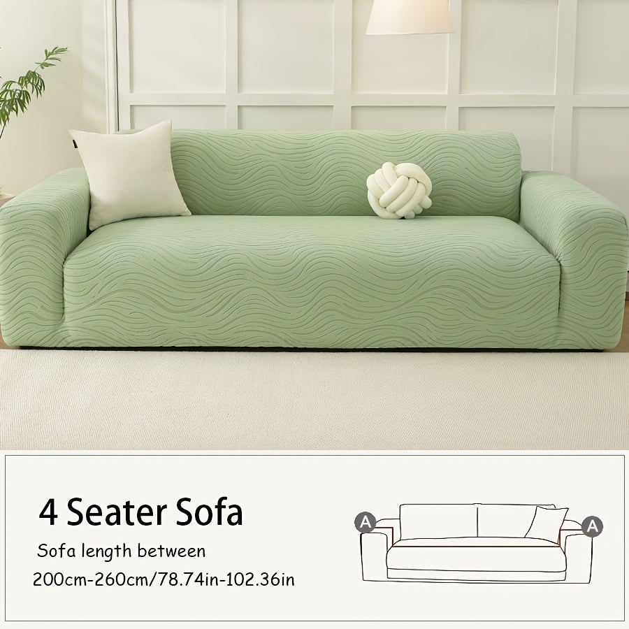 Housse de canapé extensible en polaire à motif vagues, vue d'ensemble
