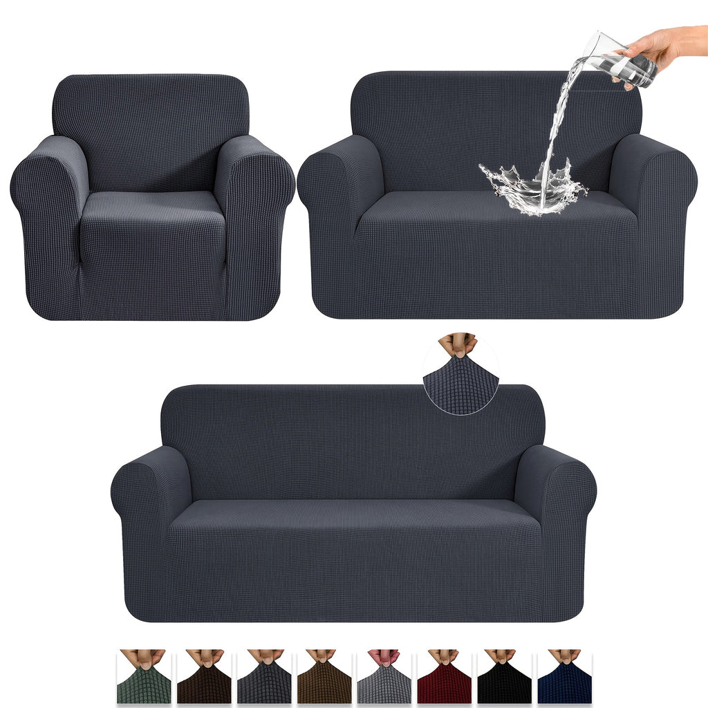 Housse de canapé extensible en polaire jacquard anti-griffes — détail de la matière : polaire
