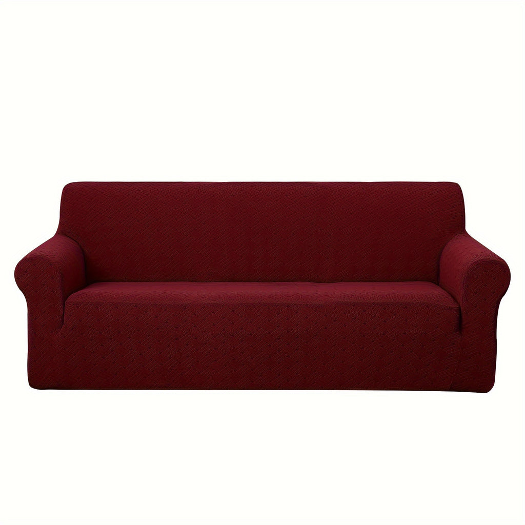 Housse de canapé épaisse extensible en polaire jacquard antidérapante, détail de l'ourlet