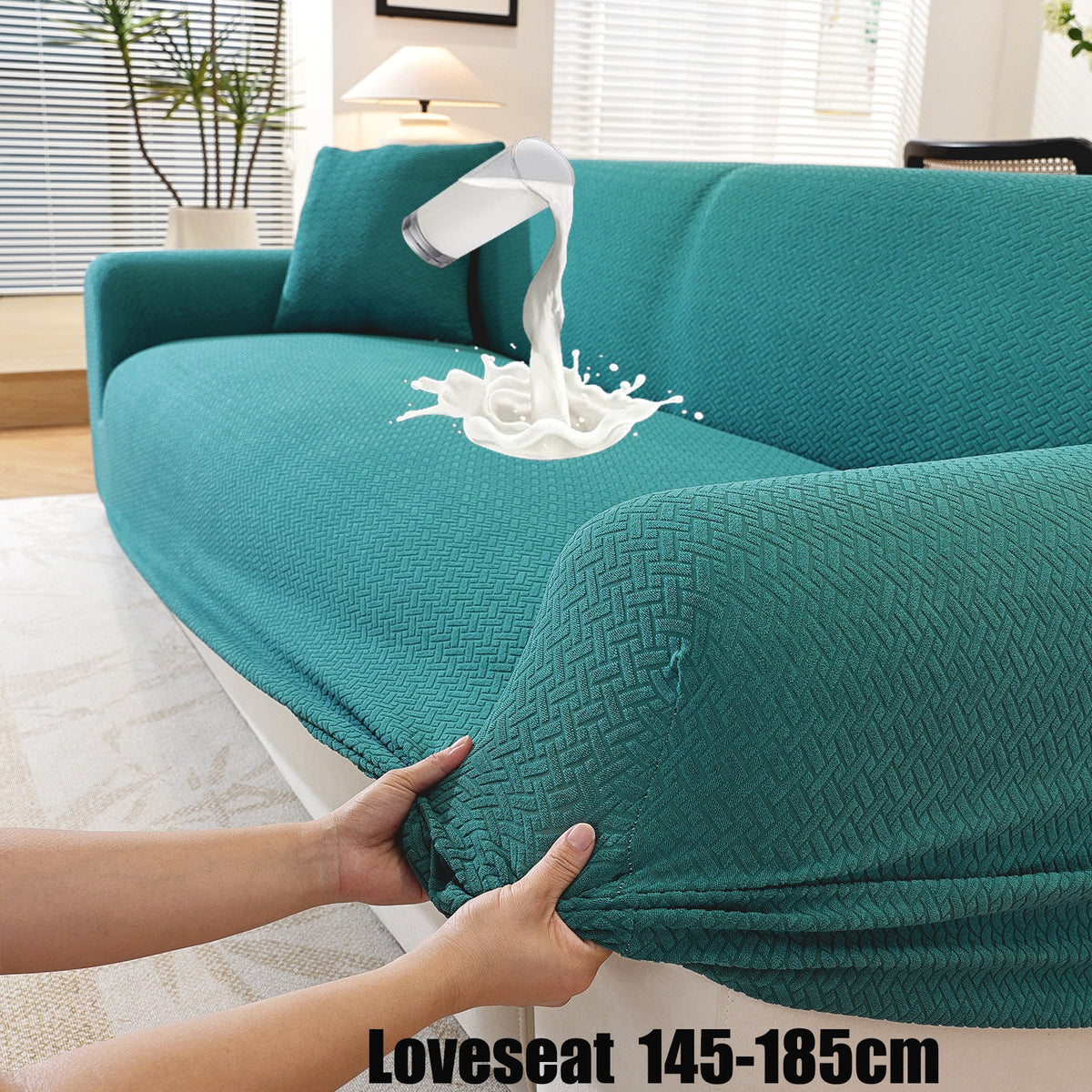 Housse de canapé extensible en polaire jacquard, mise en situation
