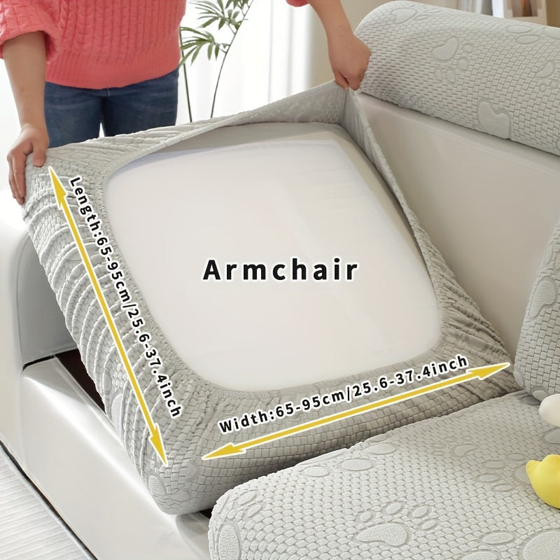 Housse de canapé épaisse extensible en polaire antidérapante, vue de dos