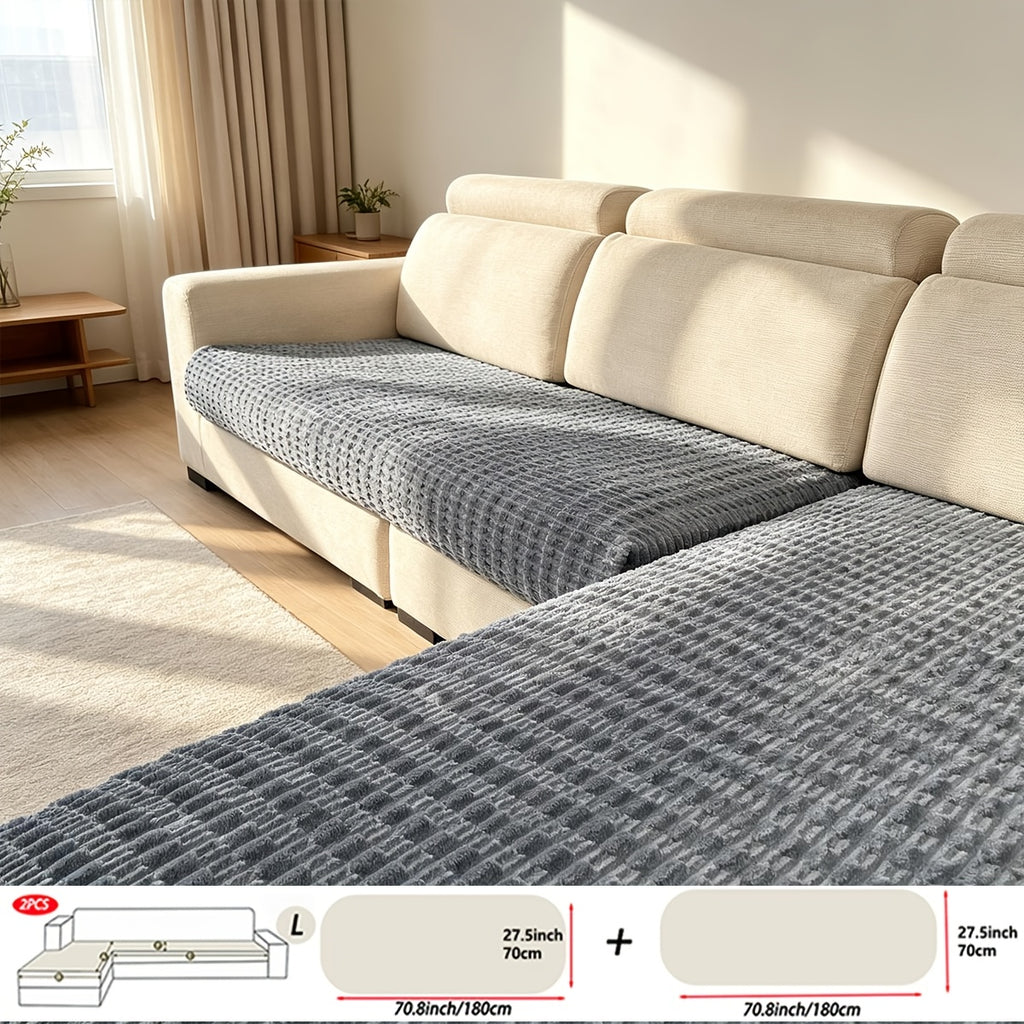 Housse de canapé en polyester à rayures au rendu glamour, visuel produit