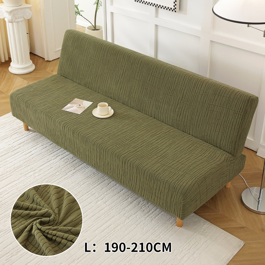 Housse de canapé extensible en polaire jacquard sans accoudoirs, vue d'ensemble