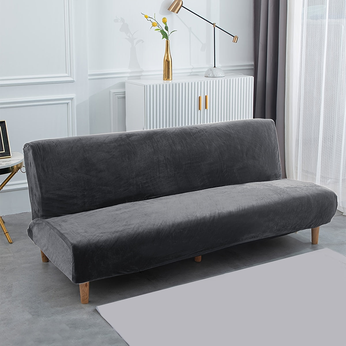 Housse de canapé épaisse extensible en velours, vue de dos