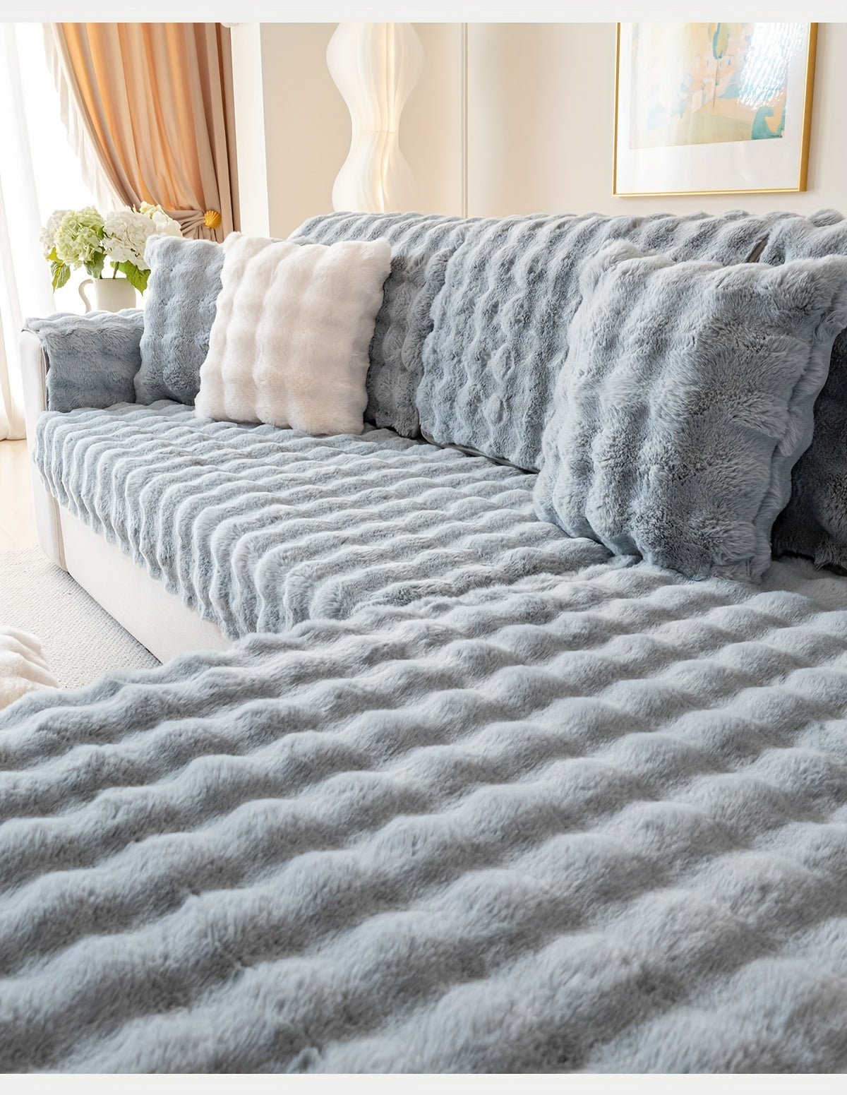 Housse de canapé en peluche antidérapante à housses séparées, autre coloris