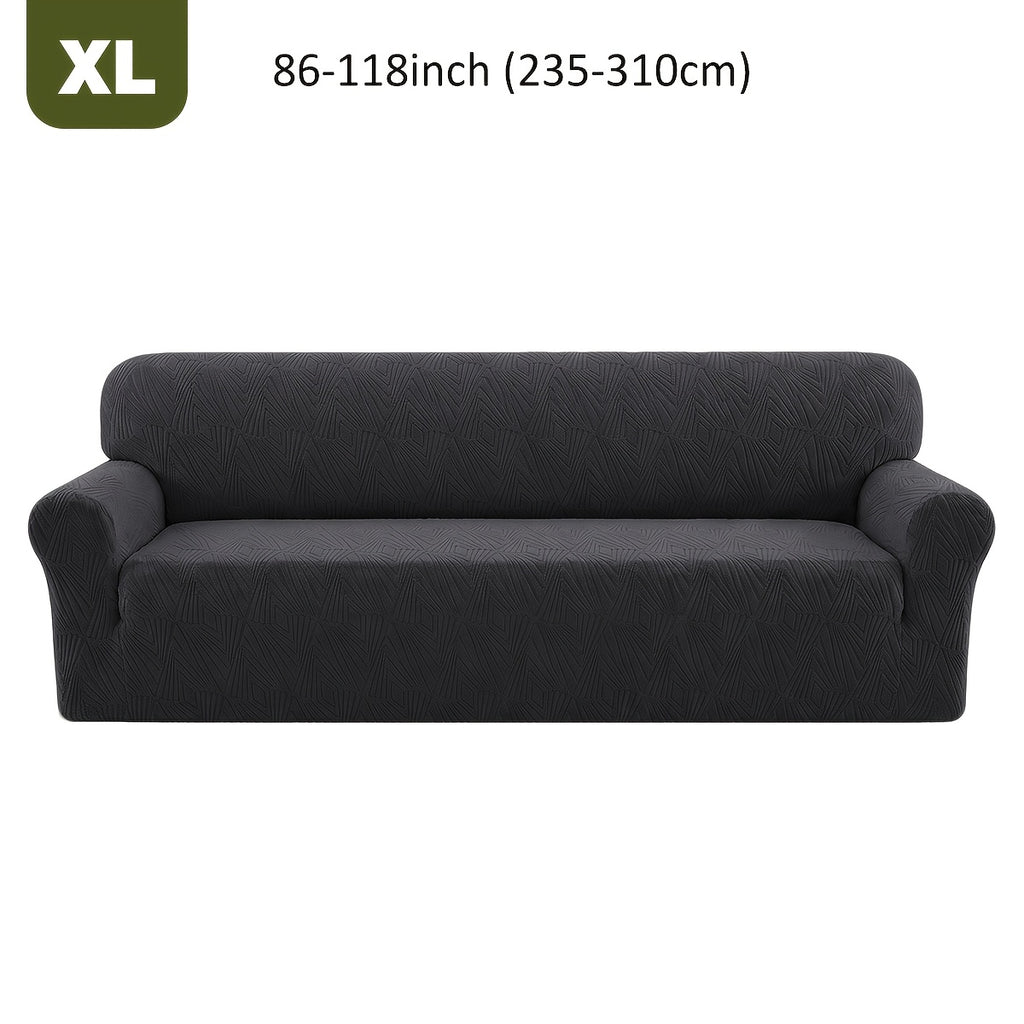 Housse de canapé extensible en polaire jacquard, détail de l'ourlet