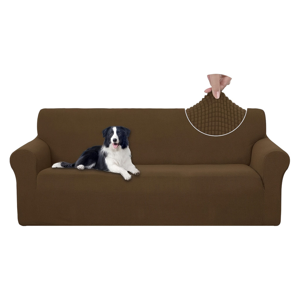 Housse de canapé extensible en polaire jacquard, gros plan sur le tissu