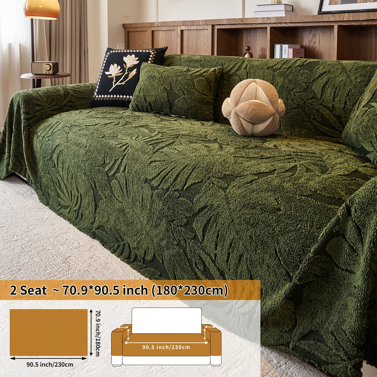Housse de coussin épaisse en chenille matelassée antidérapante à housses, autre coloris