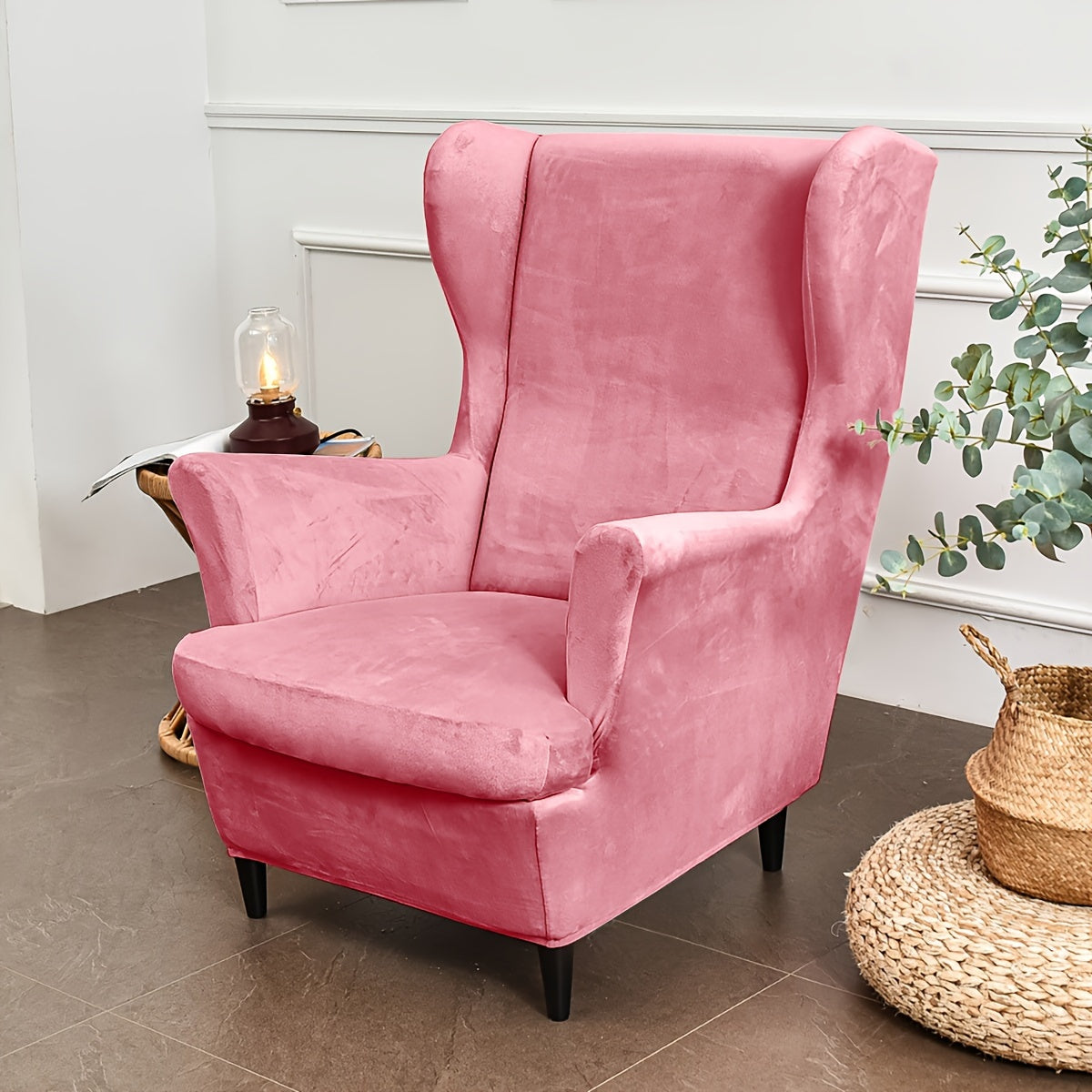 Housse de canapé extensible en velours à motif tigre anti-griffes, gros plan sur le tissu
