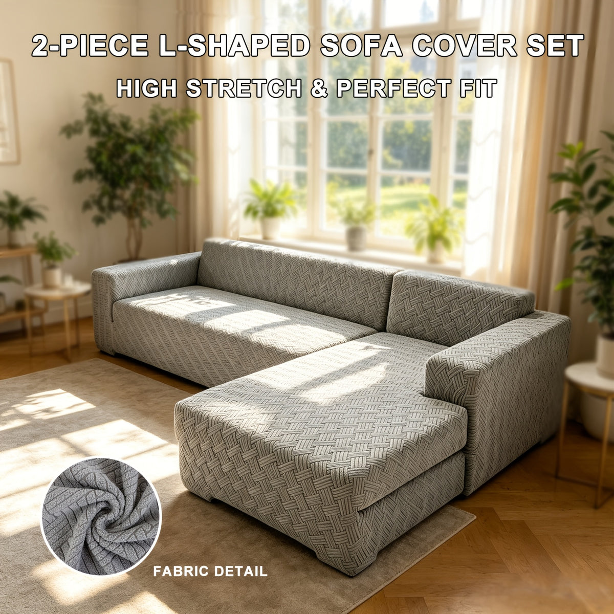 Housse de canapé extensible en polaire jacquard d'esprit bohème, visuel produit