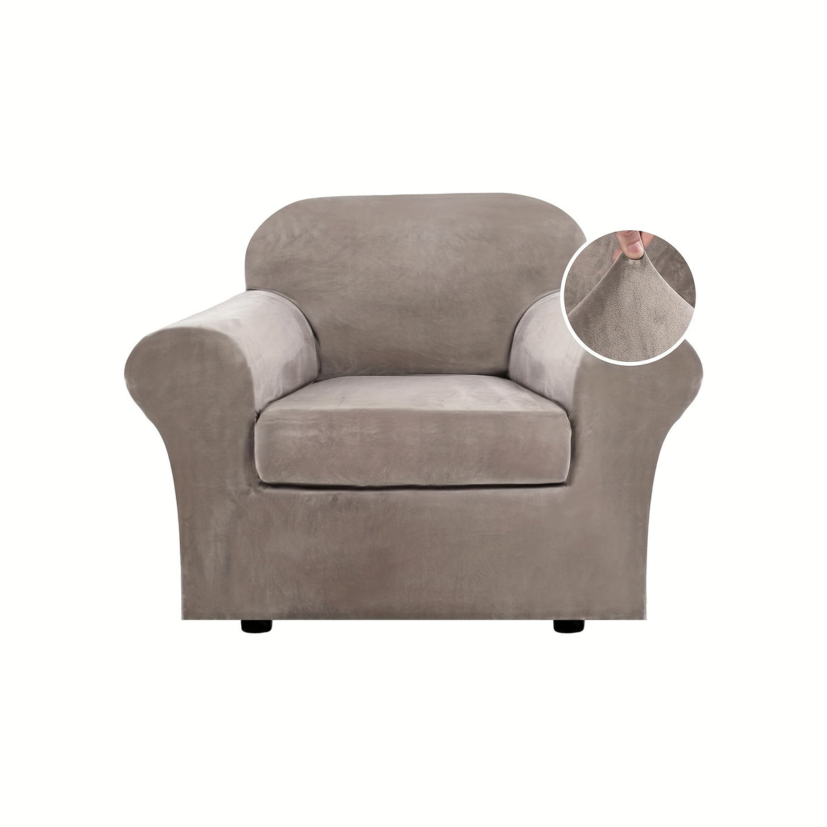 Housse de canapé extensible en velours matelassée antidérapante — détail de la matière : velours Image