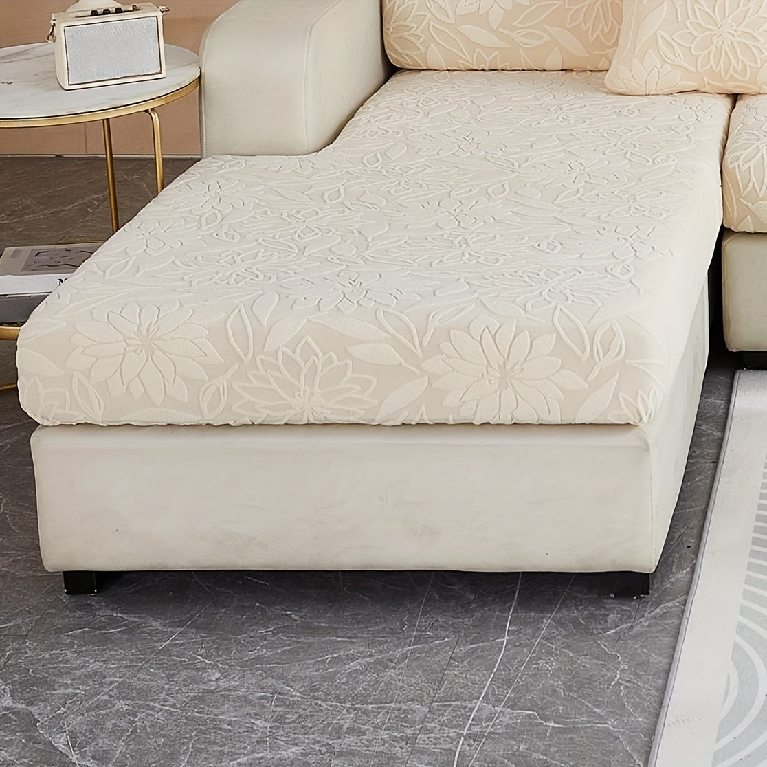 Housse de canapé extensible en polaire jacquard antidérapante, housse posée