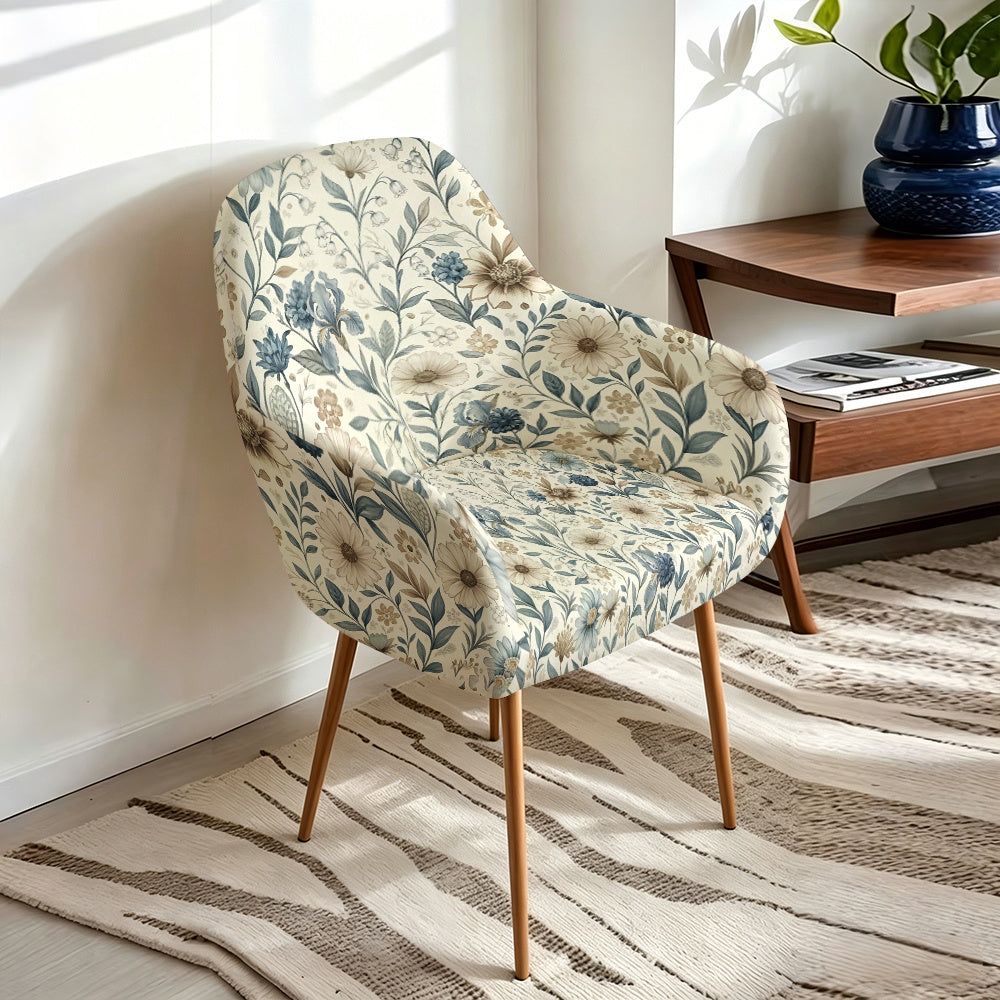 Housse de fauteuil extensible en fibre de lait imprimée à motif fleuri, gros plan sur le tissu
