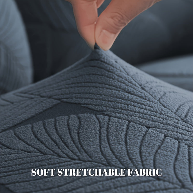 Housse de canapé extensible en polaire jacquard sans accoudoirs, mise en situation