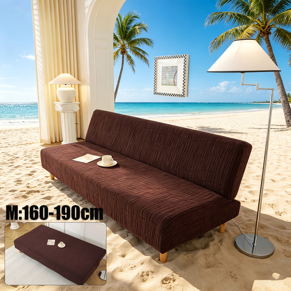 Housse de canapé extensible en polaire jacquard à motif géométrique, détail de l'ourlet