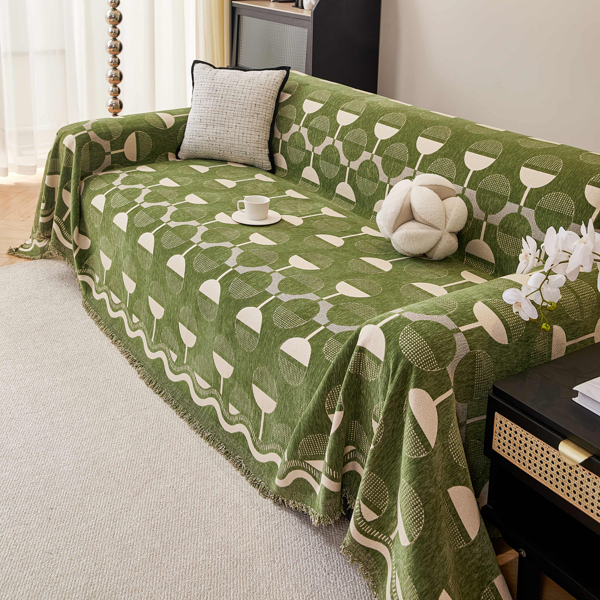Housse de canapé en chenille jacquard à rayures antidérapante, compatible fauteuil, canapé deux places, canapé trois places