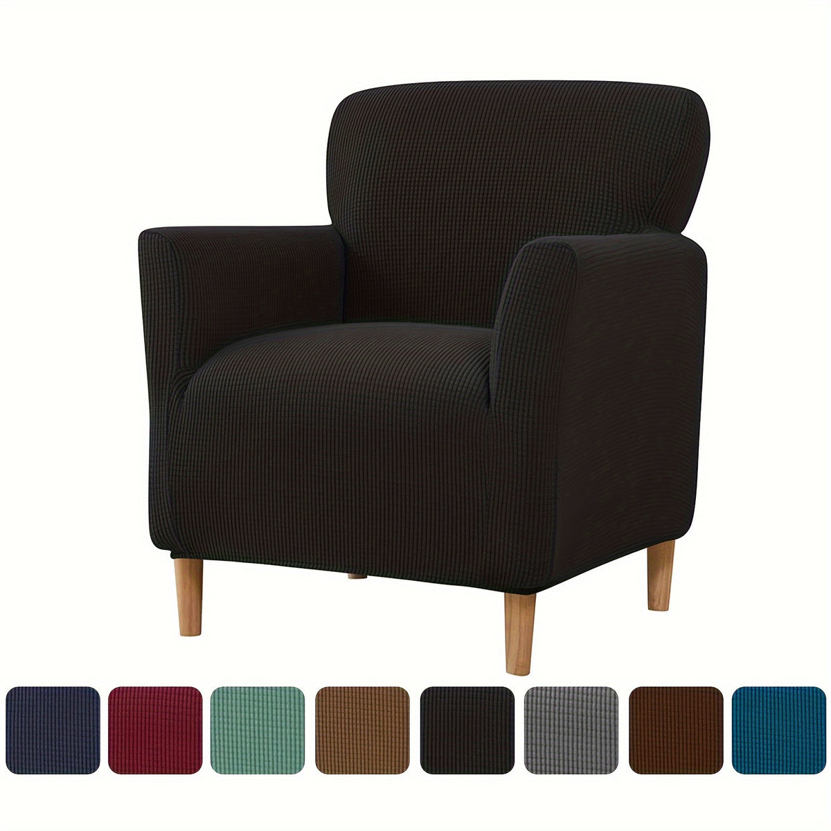 Housse de fauteuil extensible en polaire jacquard antidérapante, mise en situation