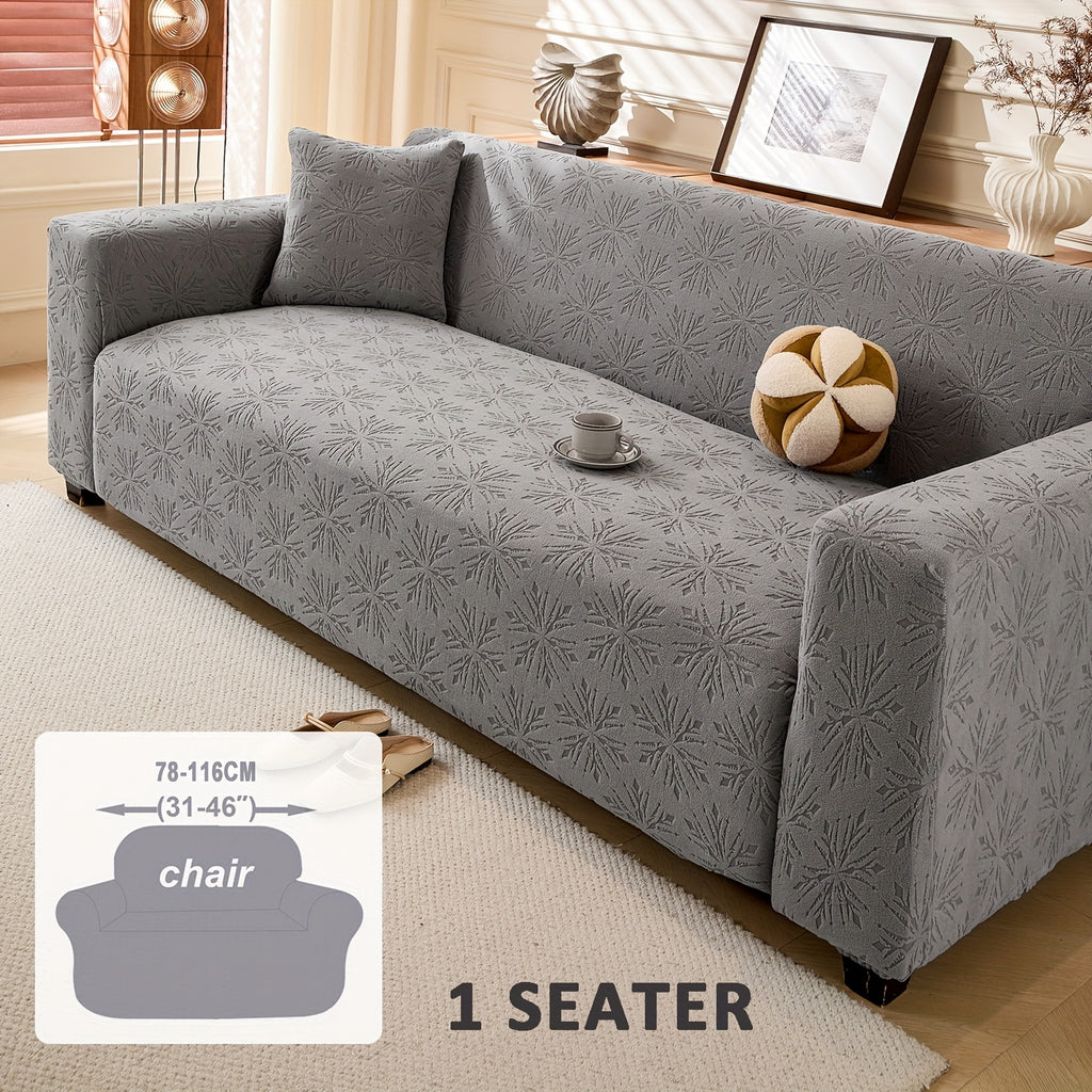 Housse de canapé extensible en polaire jacquard antidérapante d'esprit bohème, vue d'ensemble
