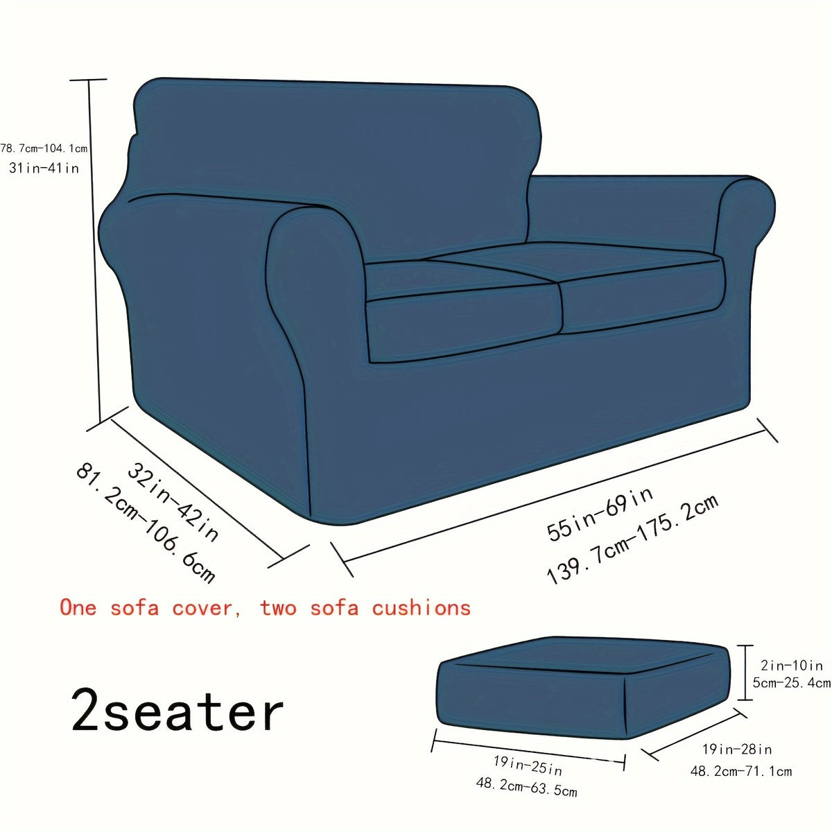 Housse de canapé extensible en polyester délavée, détail de la finition
