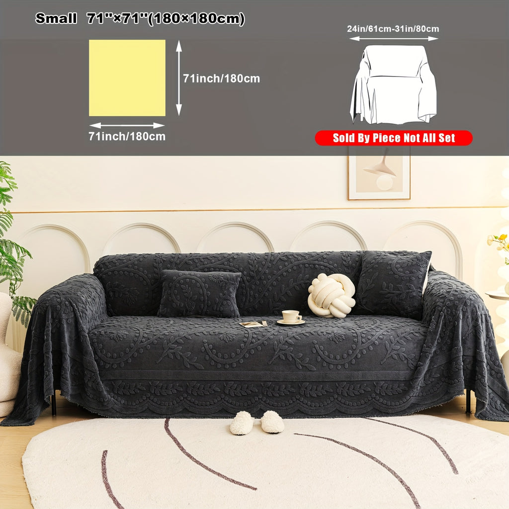 Housse de canapé en velours jacquard d'esprit bohème, détail de l'ourlet