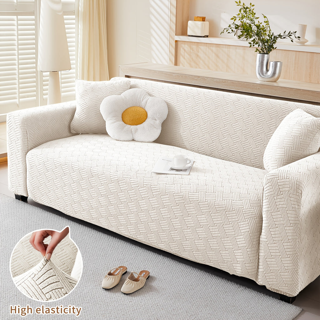 Housse de canapé épaisse extensible en polaire jacquard, compatible fauteuil, canapé deux places, canapé trois places