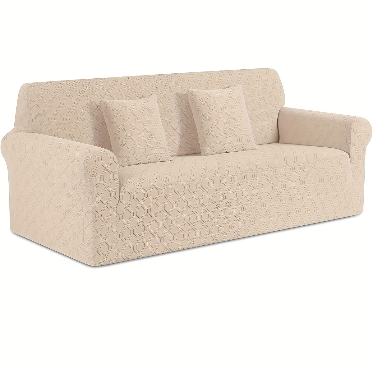 Housse de canapé épaisse extensible en polaire jacquard à housses séparées, mise en situation