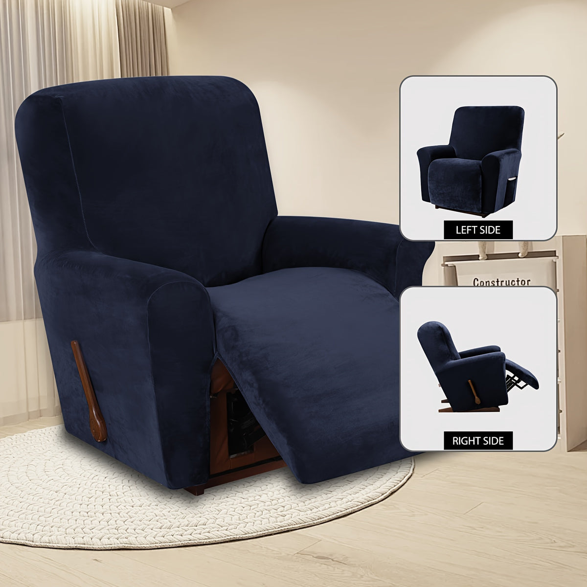 Housse de fauteuil épaisse extensible en velours, vue de dos