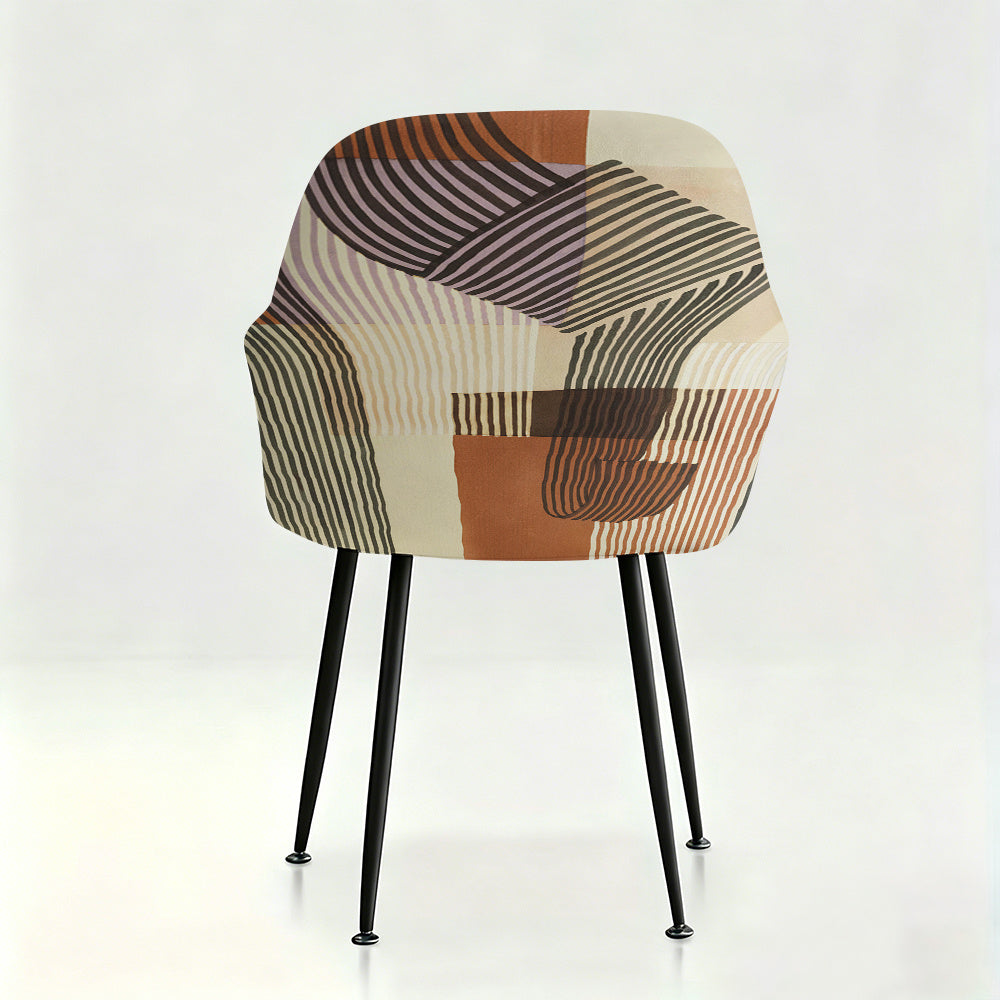 Housse de fauteuil extensible en fibre de lait imprimée à motif géométrique, vue d'ensemble