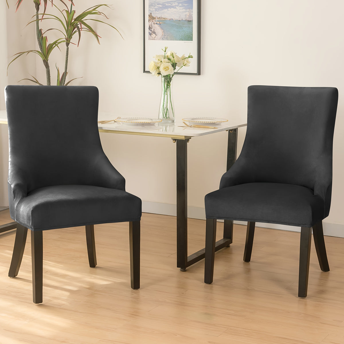 Housse de fauteuil extensible en velours, gros plan sur le tissu
