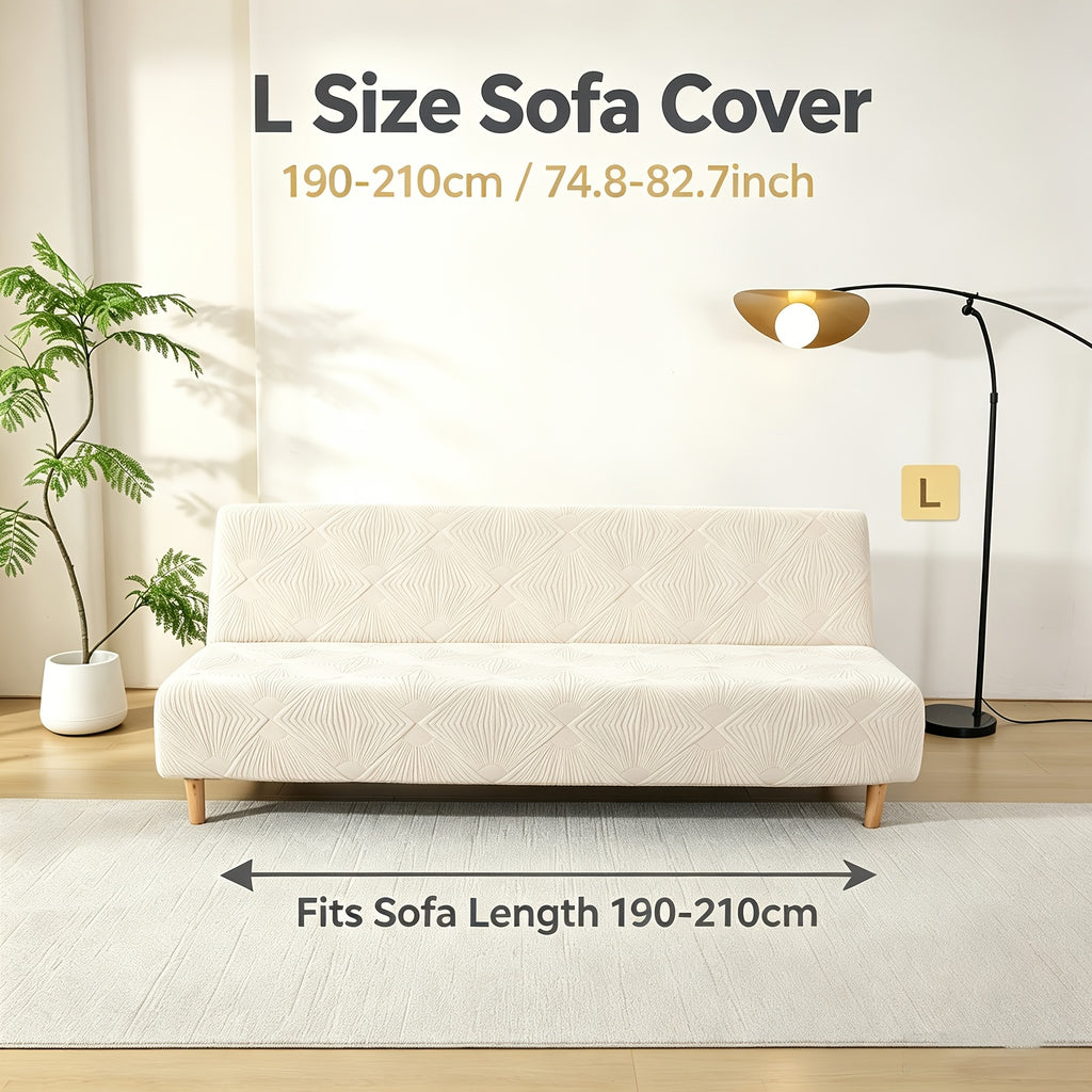 Housse de canapé extensible en polaire jacquard à rayures sans accoudoirs, tissu de 180 à 200 g/m²