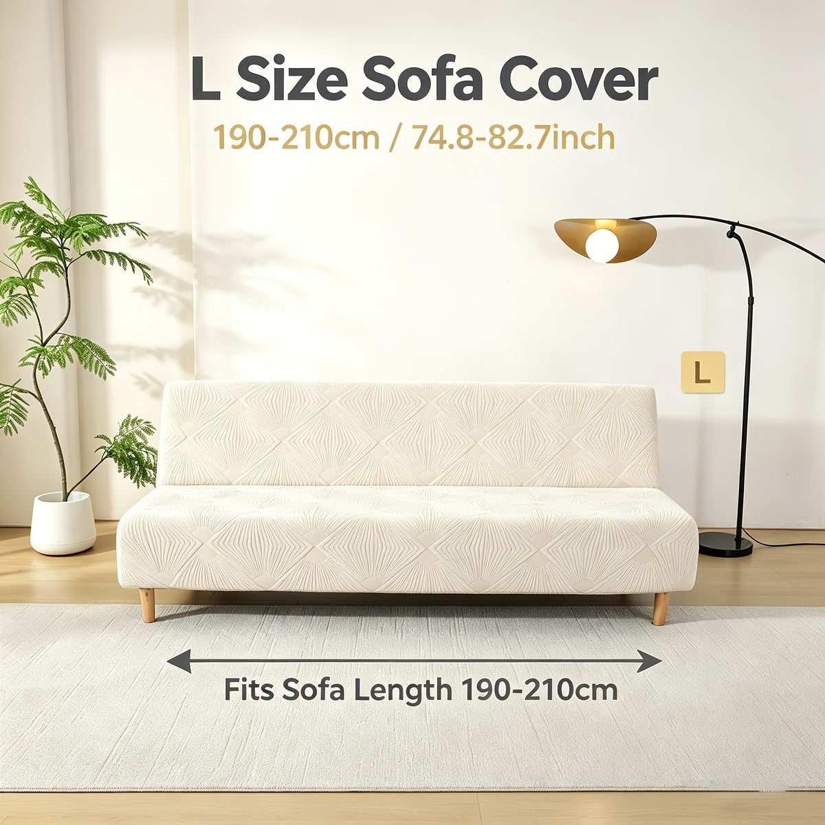 Housse de canapé extensible en polaire jacquard à rayures sans accoudoirs, tissu de 180 à 200 g/m² Image