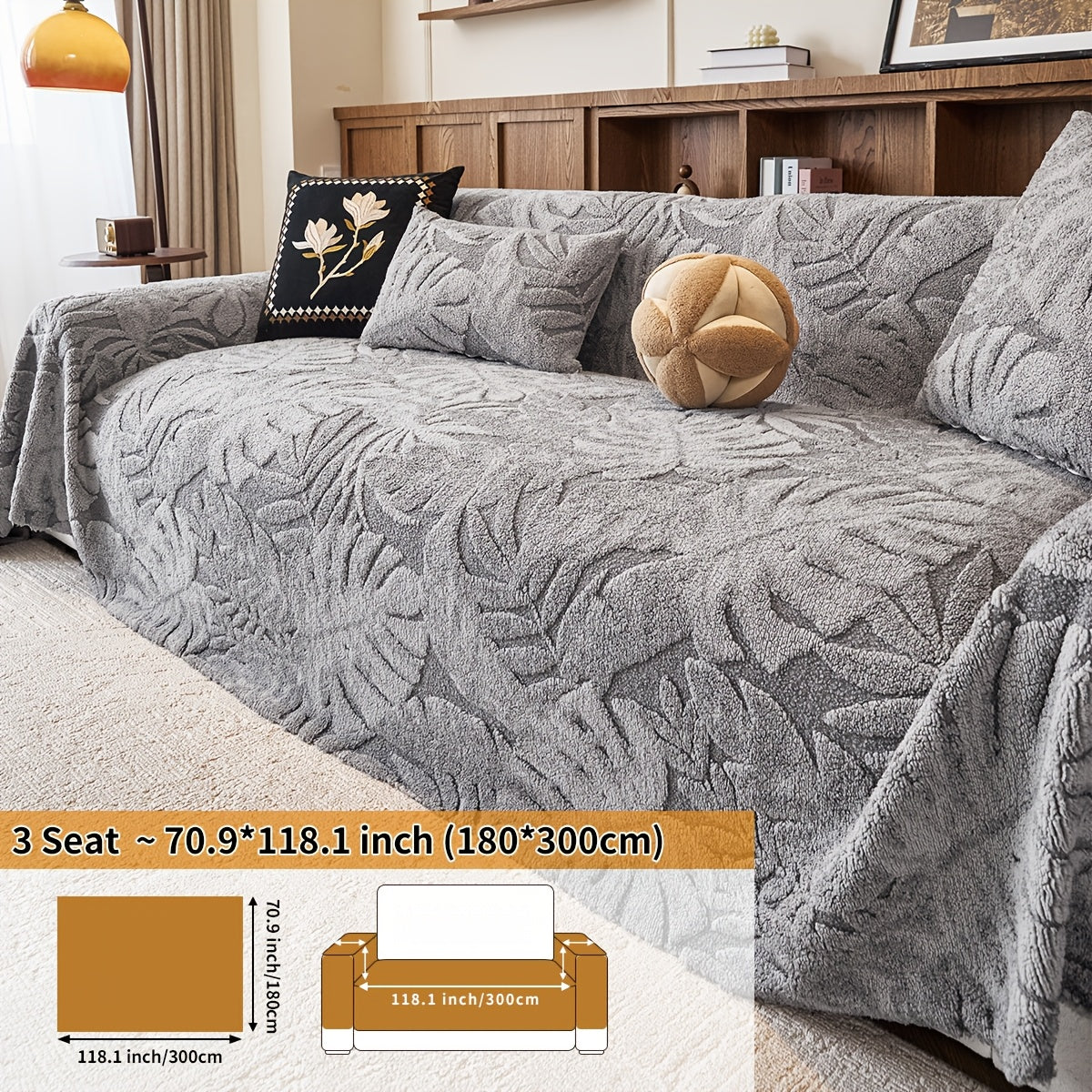 Housse de coussin épaisse en chenille matelassée antidérapante à housses, mise en situation