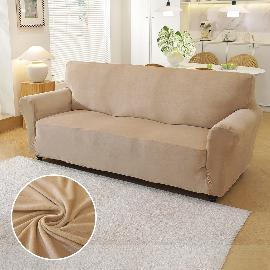 Housse de canapé extensible en velours, vue de dos