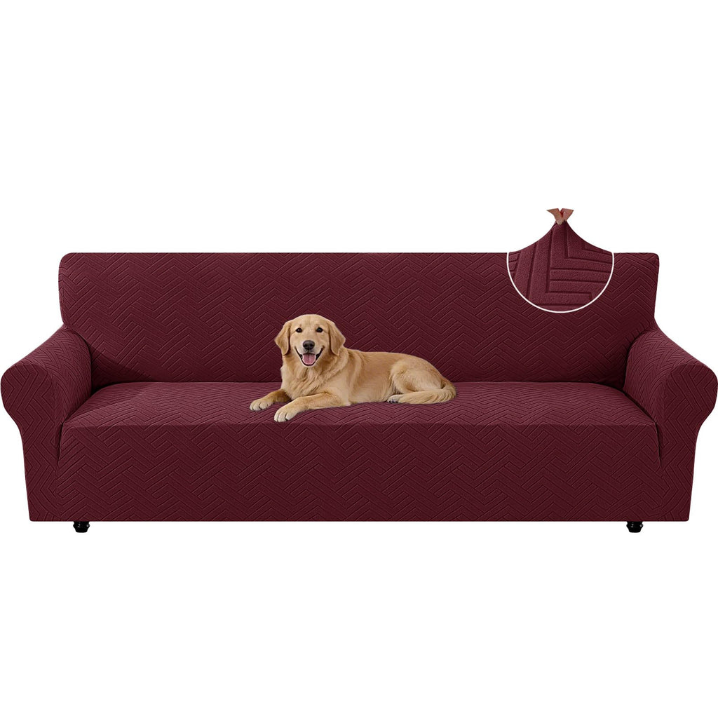 Housse de canapé épaisse extensible en polyester, détail de l'ourlet