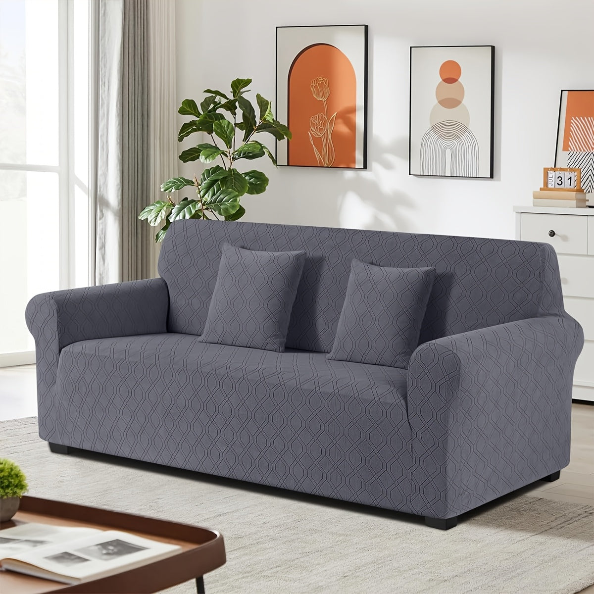 Housse de canapé épaisse extensible en polaire jacquard à housses séparées Image