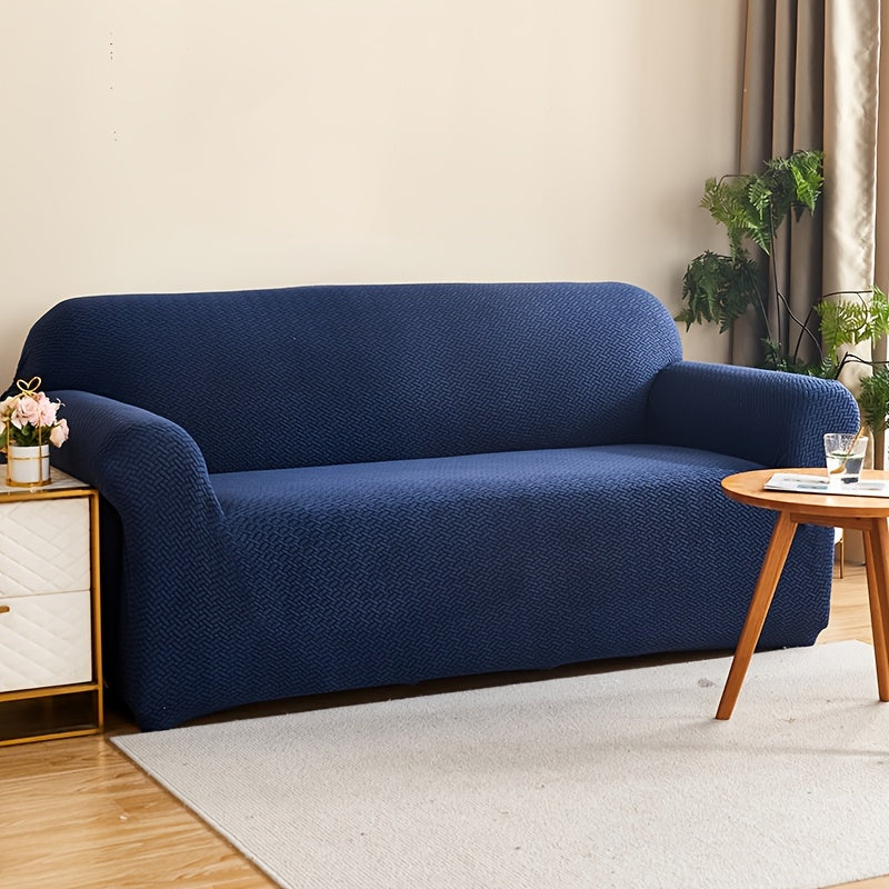 Housse de canapé extensible en polaire matelassée antidérapante, vue de dos