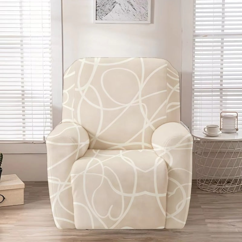 Housse de fauteuil extensible en fibre de lait matelassée à motif géométrique, gros plan sur le tissu