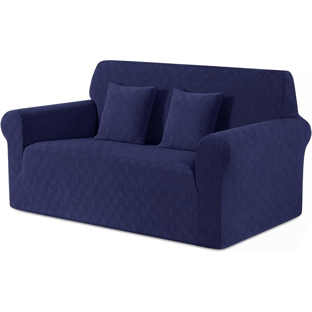 Housse de canapé extensible en polaire jacquard antidérapante d'esprit vintage, gros plan sur le tissu