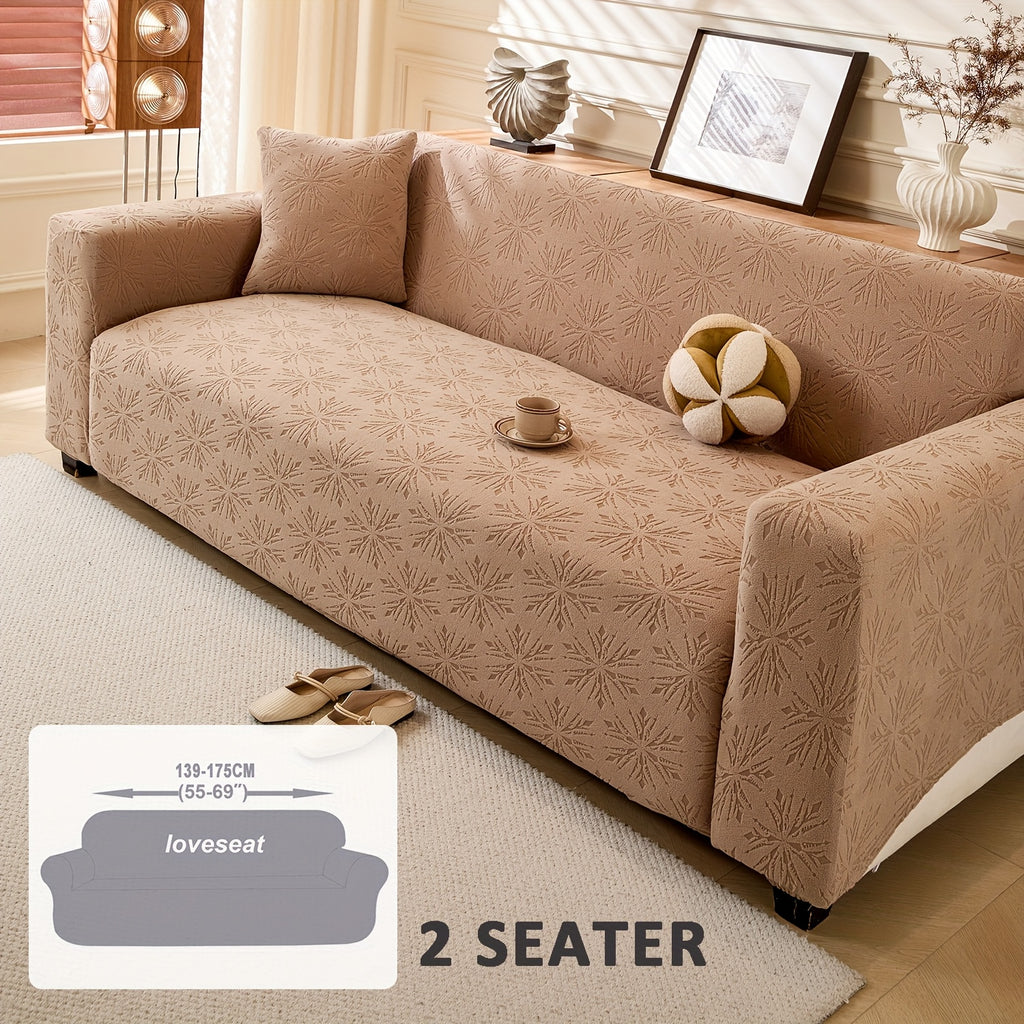 Housse de canapé extensible en polaire jacquard antidérapante d'esprit bohème, détail de la finition