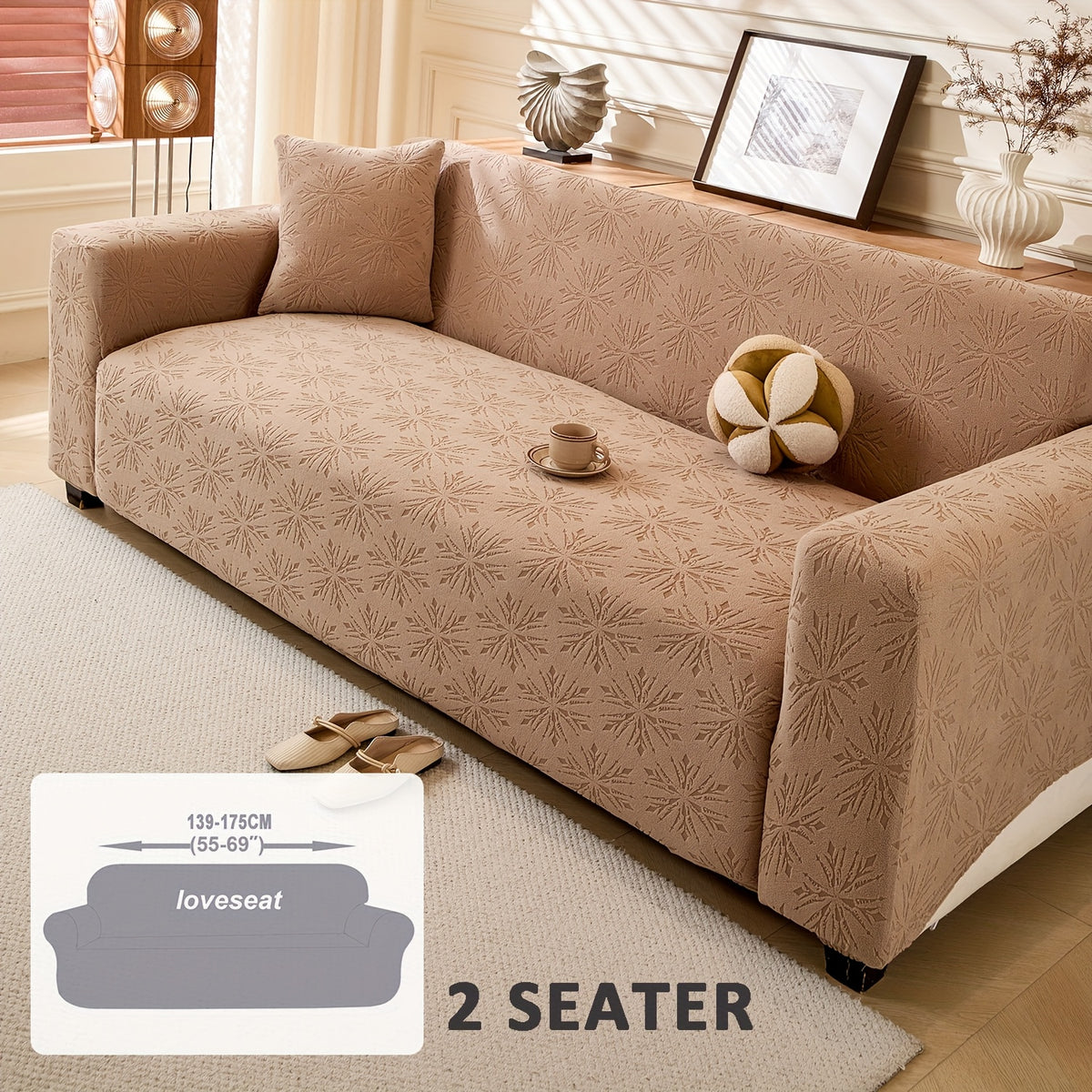 Housse de canapé extensible en polaire jacquard antidérapante d'esprit bohème, détail de la finition