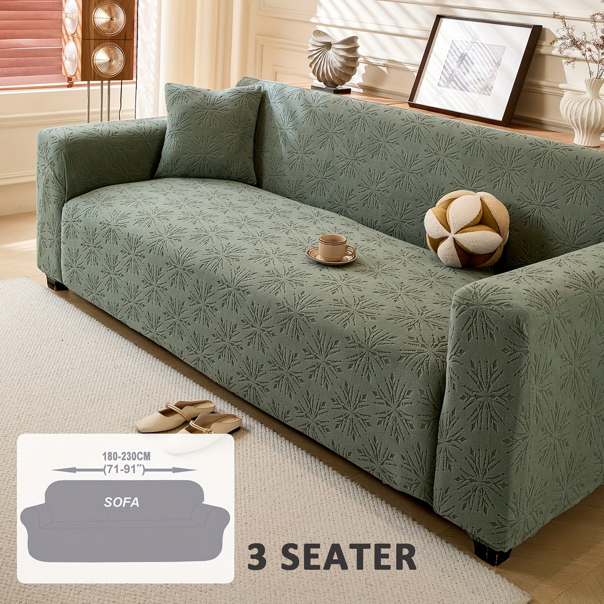 Housse de canapé extensible en polaire jacquard antidérapante d'esprit bohème, autre coloris