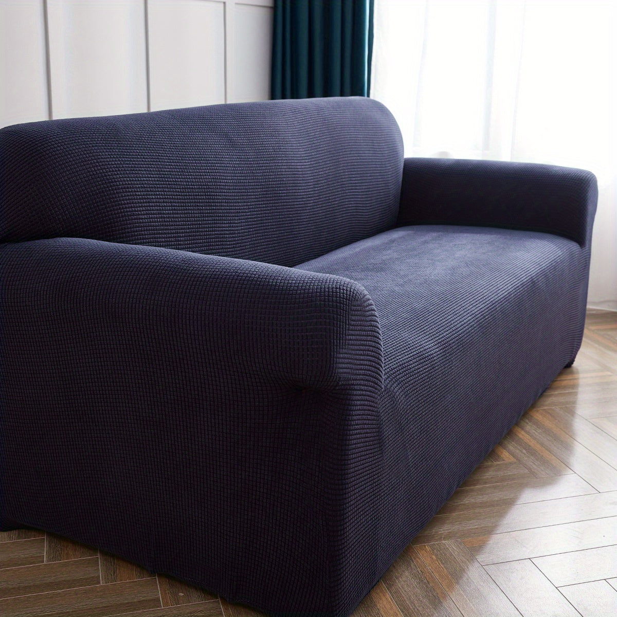 Housse de canapé extensible en polaire matelassée antidérapante