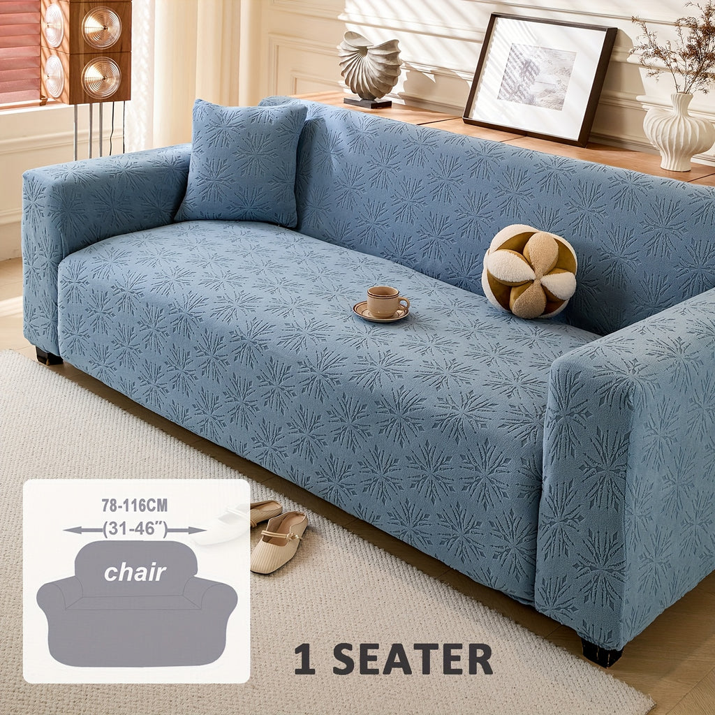 Housse de canapé extensible en polaire jacquard antidérapante d'esprit bohème — détail de la matière : polaire