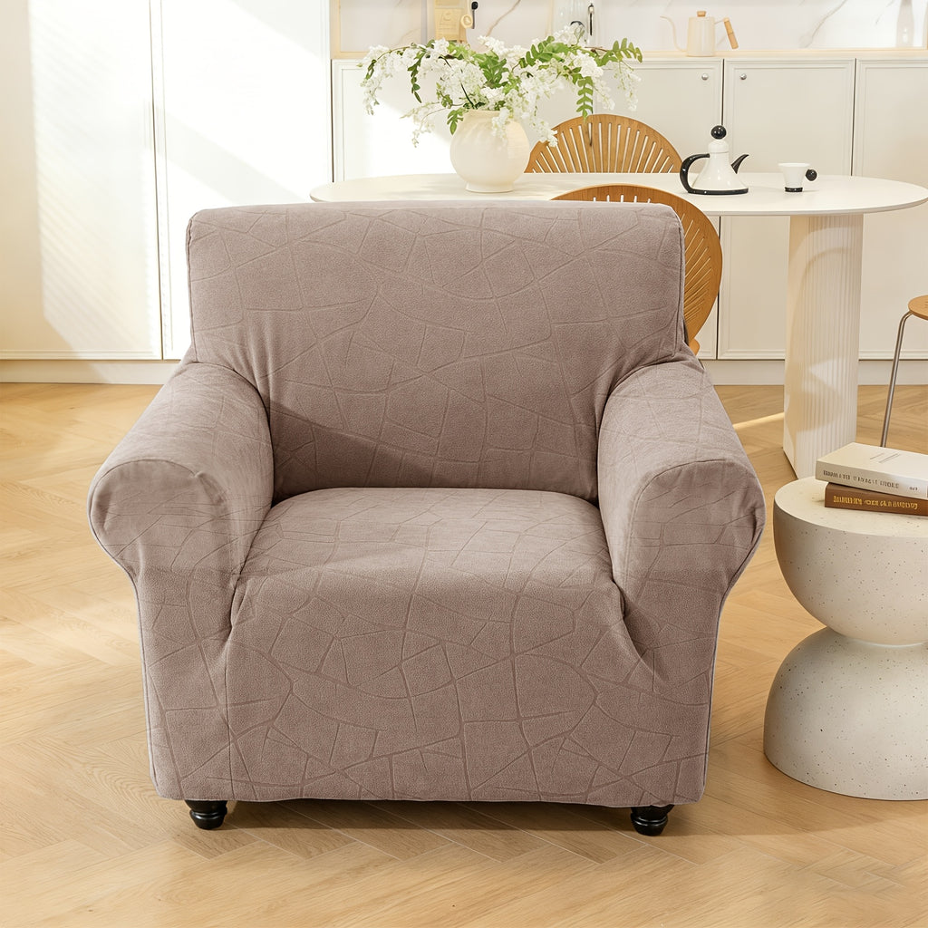 Housse de canapé extensible en polaire jacquard à motif géométrique à housses, autre coloris